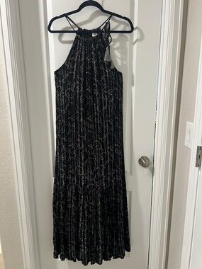 Cost Plus World Market Black Printed Halter-Style Maxi Dress